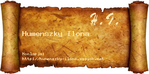 Humenszky Ilona névjegykártya